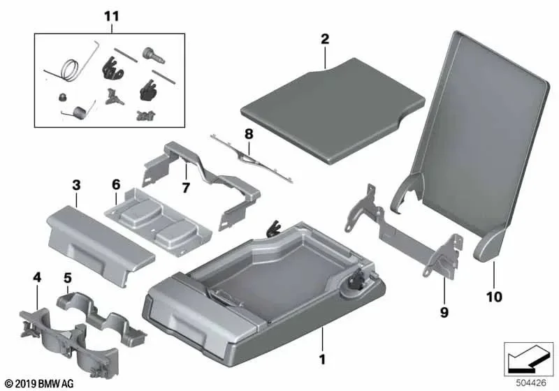 BMW F06 F10 F11 F18 Arka Orta Deri Kolçak Kaplaması 52207278025