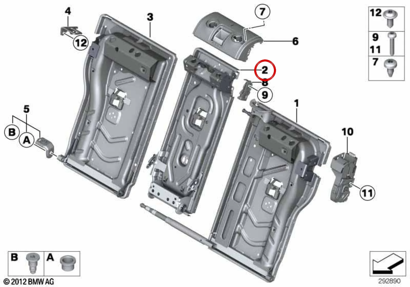 BMW F31 F34 F36 Arka Koltuk Orta Sırtlık Parçası 52207284742
