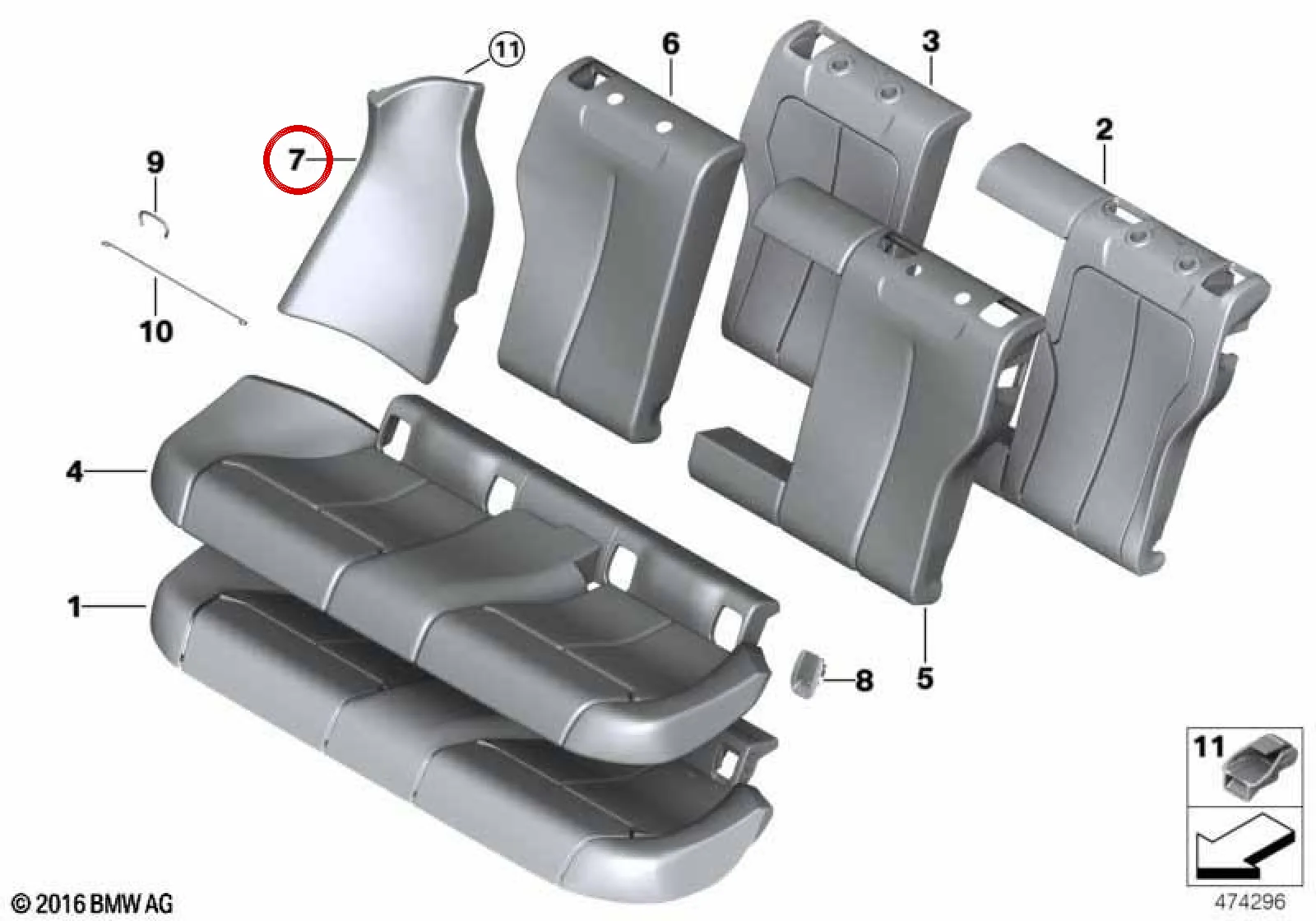 BMW 4 Serisi F36 Sol Siyah Yan Panel 52207347522