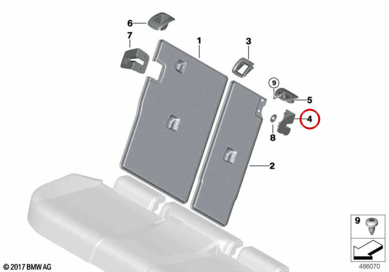 BMW F97 F98 G01 G02… Orta Koltuk Kilidi Çerçevesi Siyah 52207479149