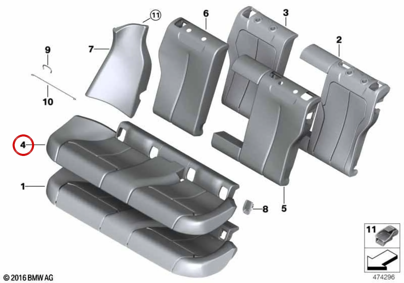 BMW 4 Serisi F36 Deri Koltuk Kılıfı Fildişi Beyaz 52207482209