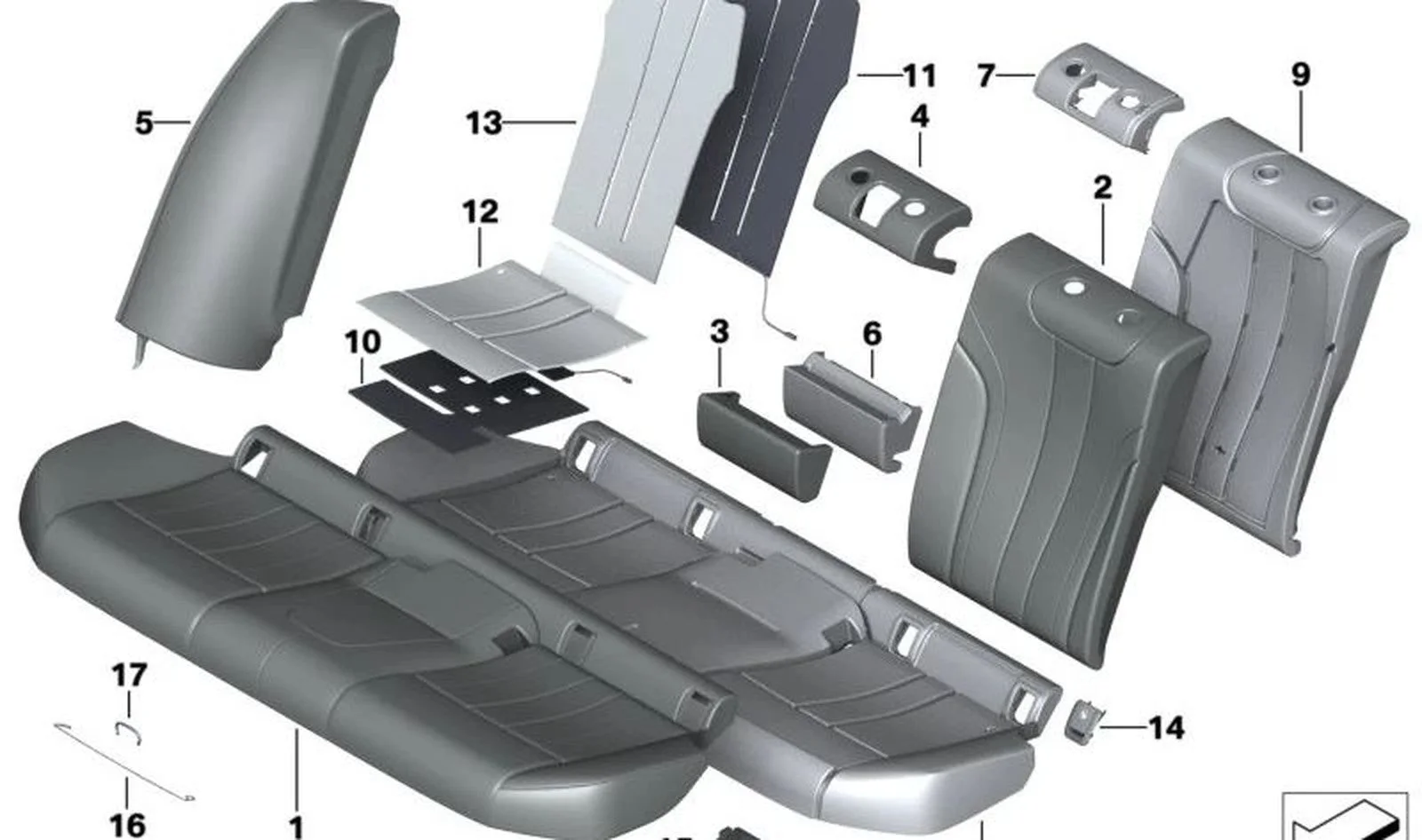 BMW 5 Serisi G30 Arka Koltuk Deri Minder Döşemesi 52208068117