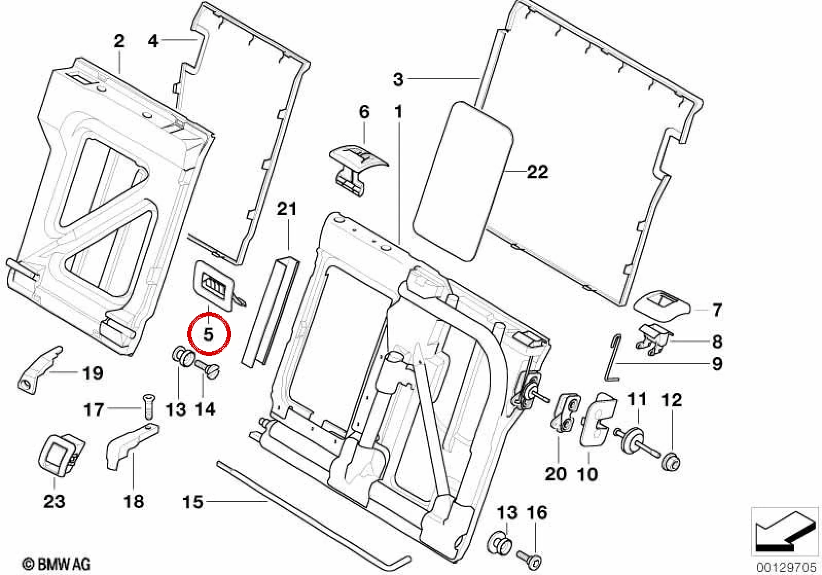 BMW 5 Serisi E39 Kayak Torbası Kilidi Siyah 52208219756