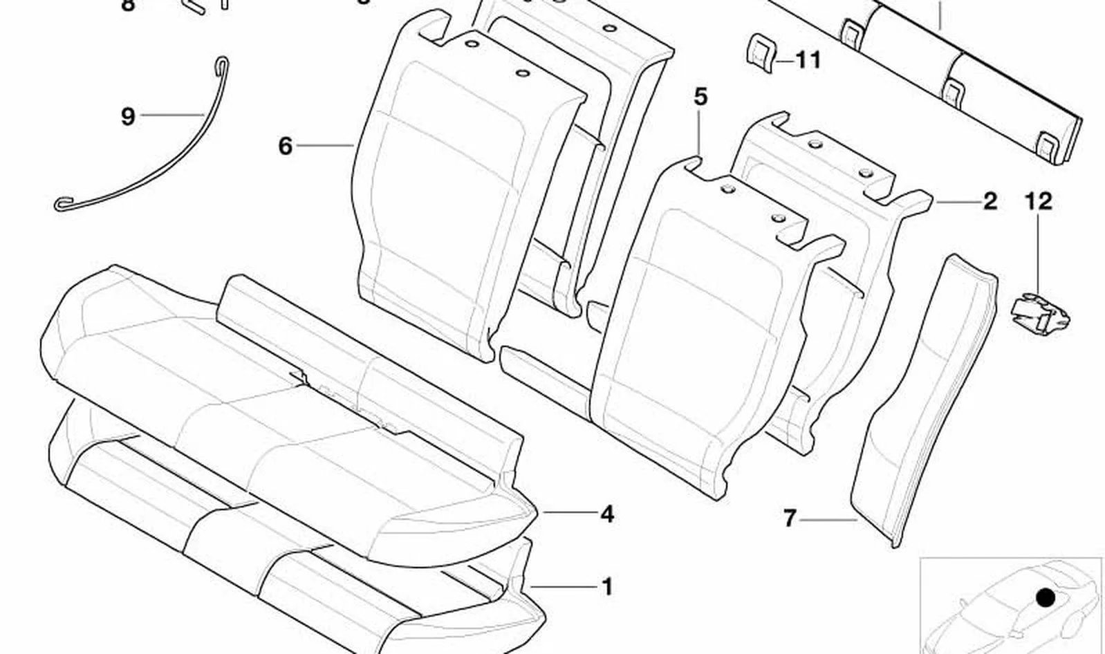 BMW 3 Serisi E46 Arka Koltuk Oturma Minderi 52208267013