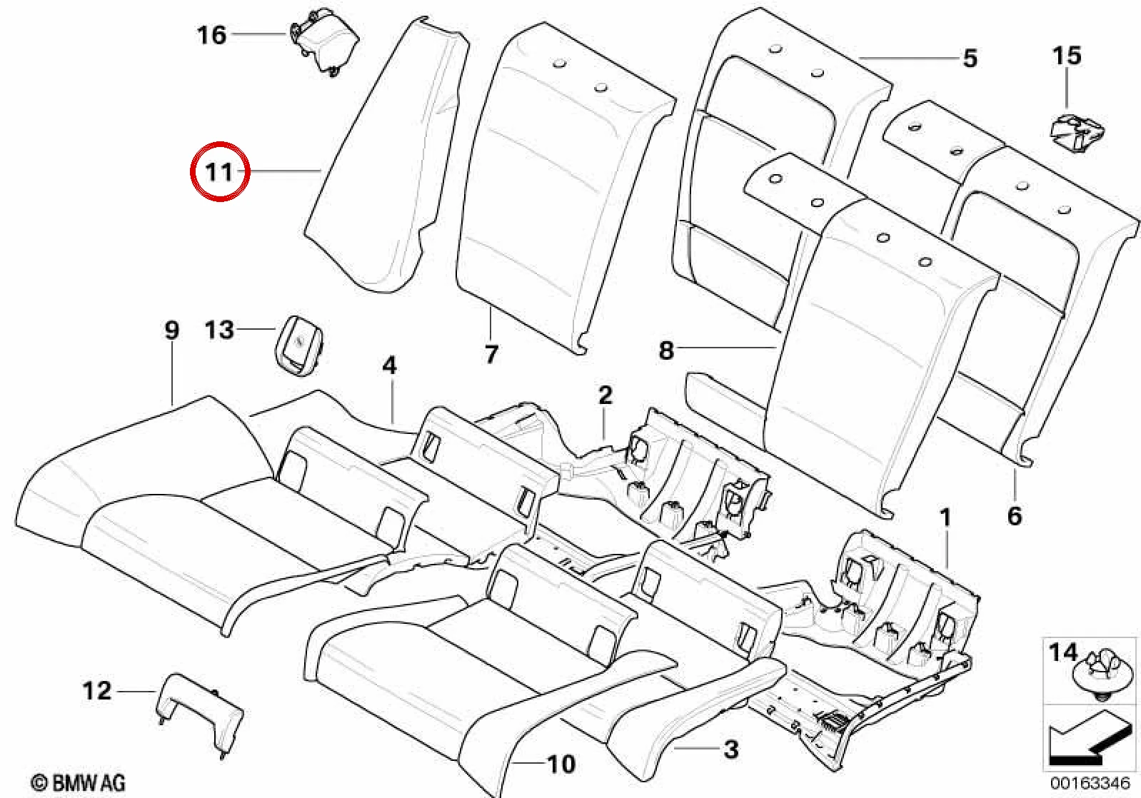 BMW 3 Serisi E92 Sağ Deri Koltuk Yan Paneli Eyer Kahvesi 52209110952