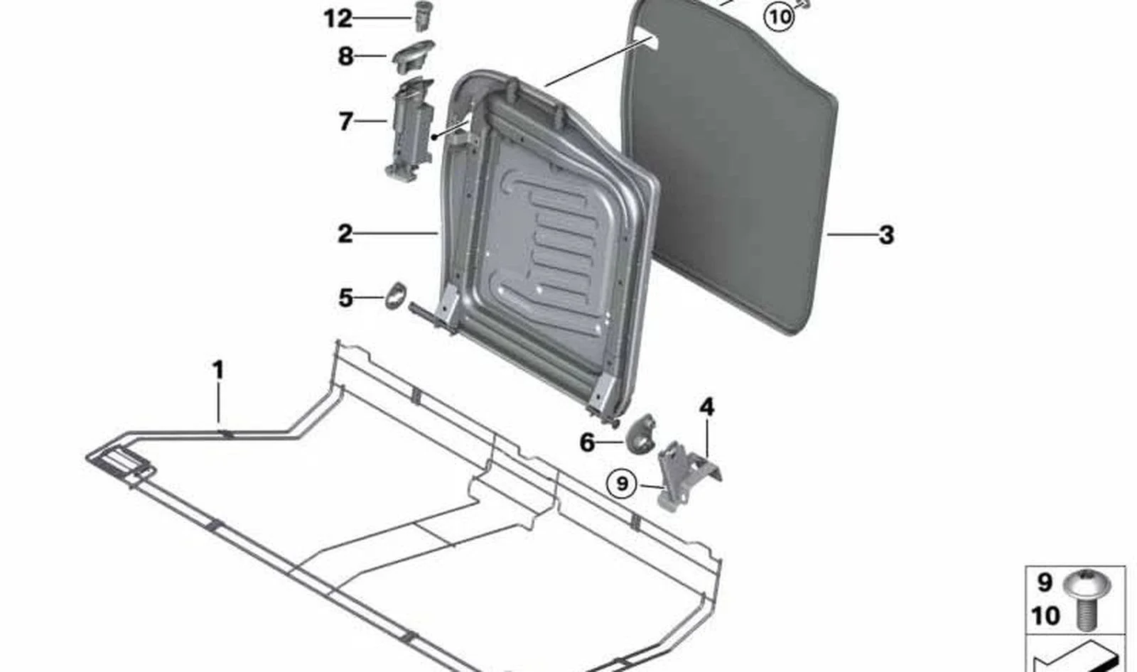 BMW MINI R57 Arka Koltuk Sol Sırt Çerçevesi 52209128593