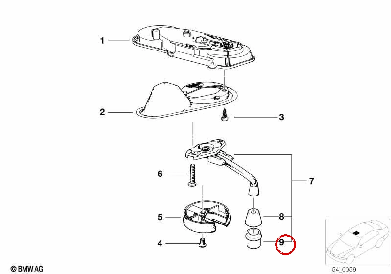 BMW 5 Serisi E34 Antrasit Tavan Kolu Süs Kapağı 54121859655
