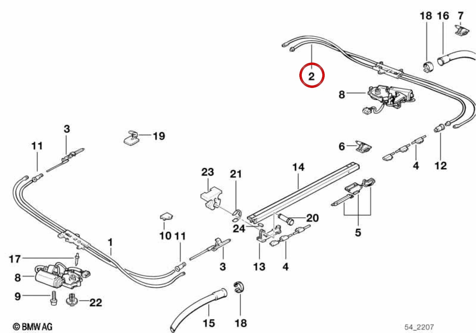 BMW 5 Serisi E34 Açılır Tavan Arka Kılavuz Borusu 54128169820
