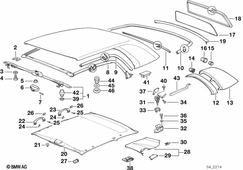 BMW 3 Serisi E36 Tavan Sol Kilit Mandalı 54218160149