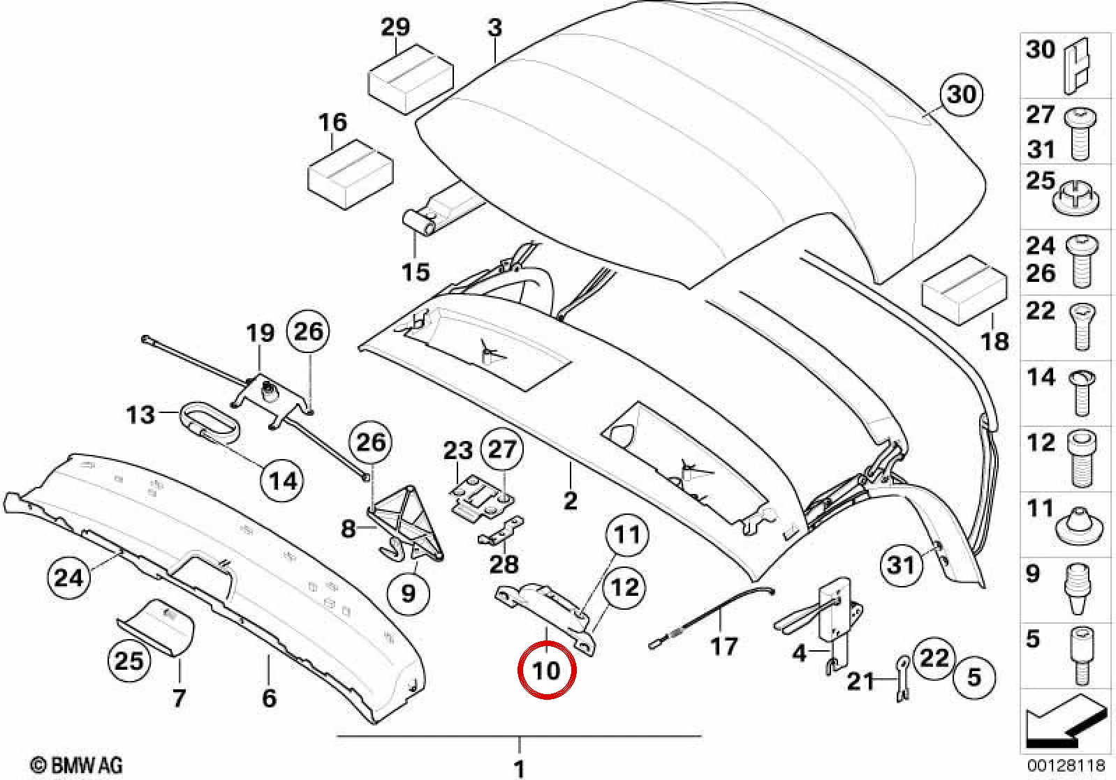 BMW Z4 E85 Sağ Tavan Taşıyıcı Tabanı 54317110870