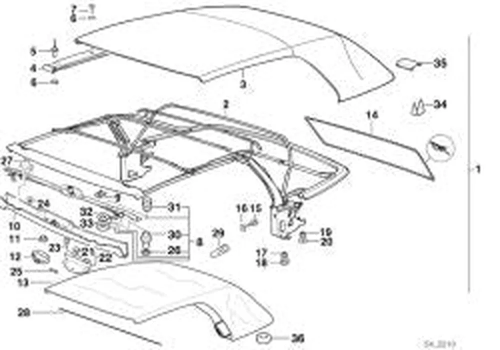 BMW 3 Serisi E36 Katlanır Tavan Sağ Taban Plakası 54318222930