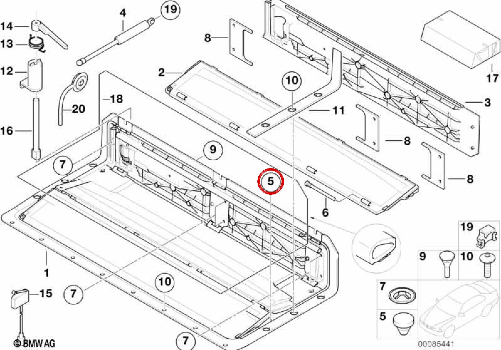 BMW E46 E63 E64 Tavan Amortisörü Tamponu 54318260805