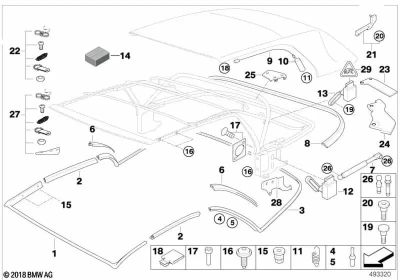 BMW 3 Serisi E46 Katlanır Tavan Arka Sol Kılavuzu 54318263823