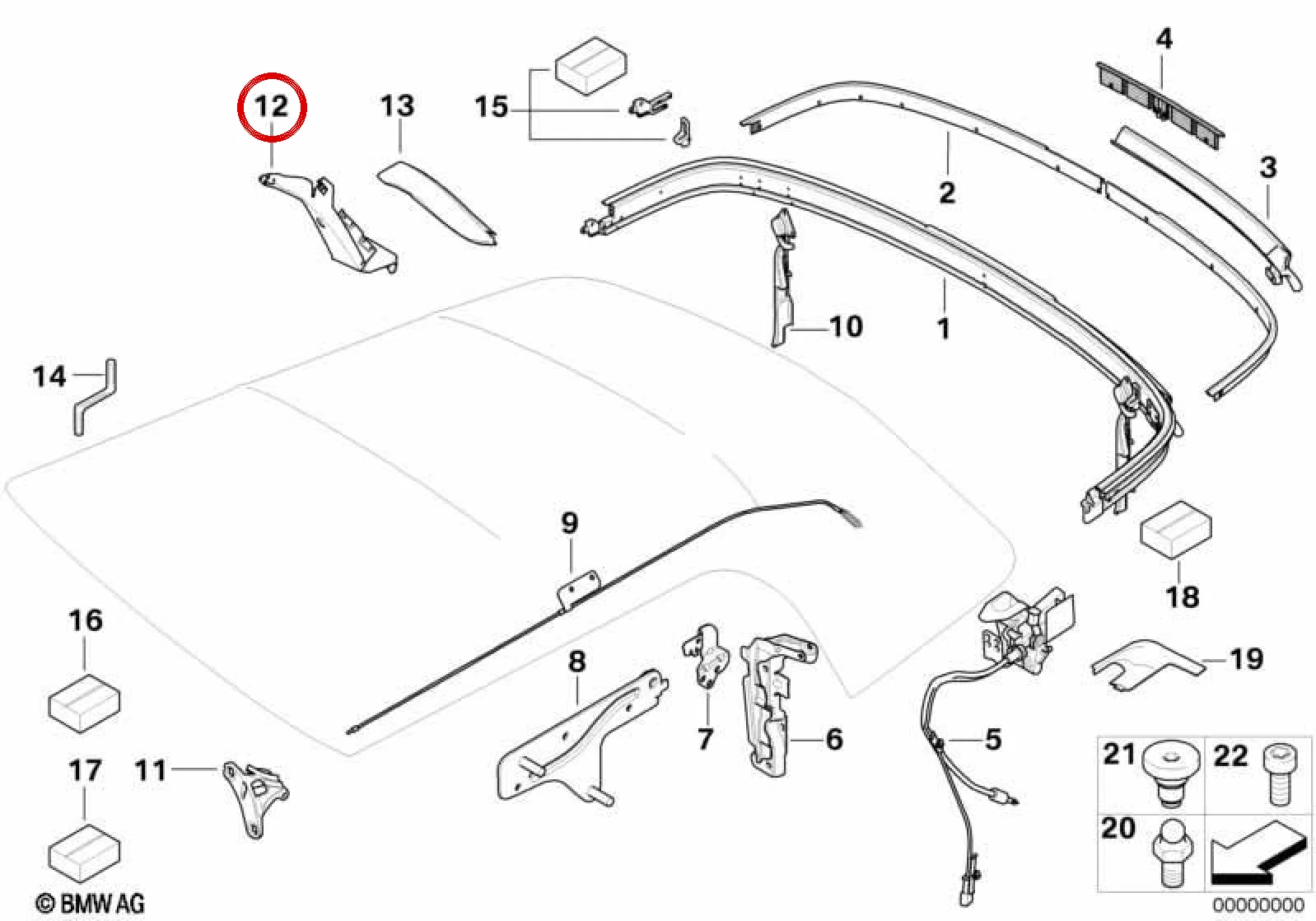 BMW MINI R57 Arka Sol Tavan Kumaşı Çıtası 54342758095