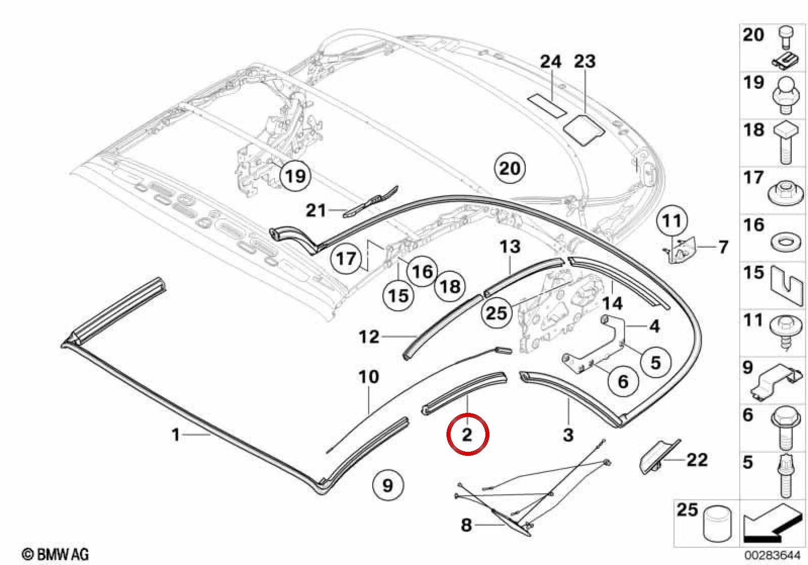 BMW 1 Serisi E88 Sol Orta Cam Yönlendirme Rayı 54347174775