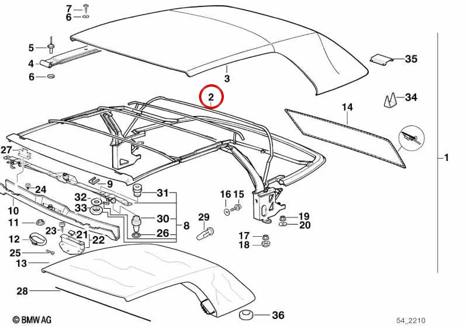 BMW 3 Serisi E36 Katlanır Tavan İskeleti 54348215986