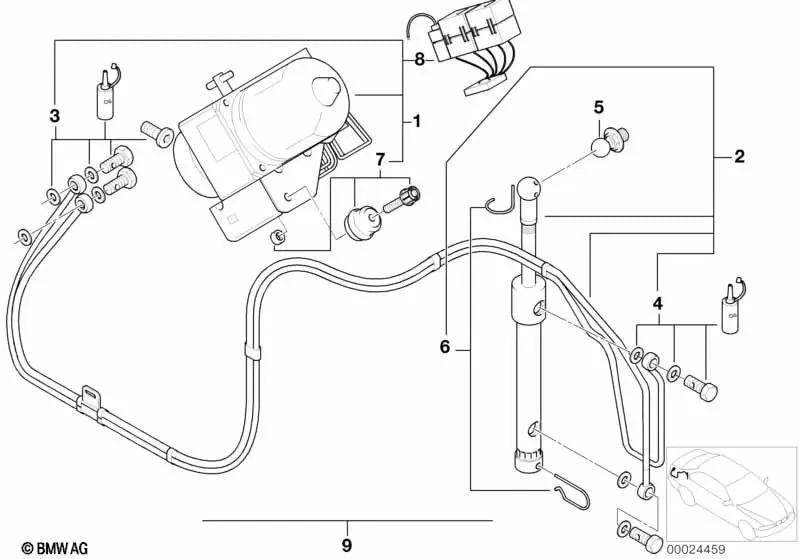 BMW 3 Serisi E36 Katlanır Tavan Montaj Parçaları Seti 54348410310