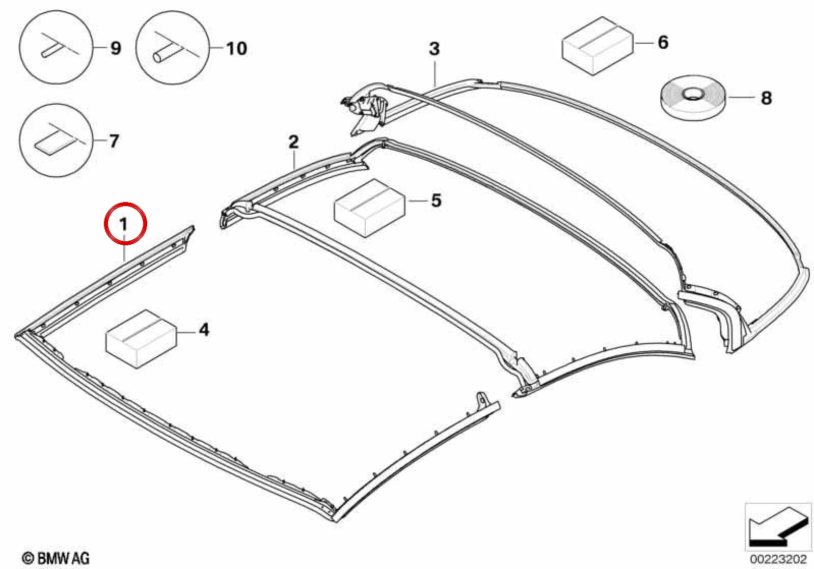BMW 3 Serisi E93 Ön Tavan Contası 54377128760