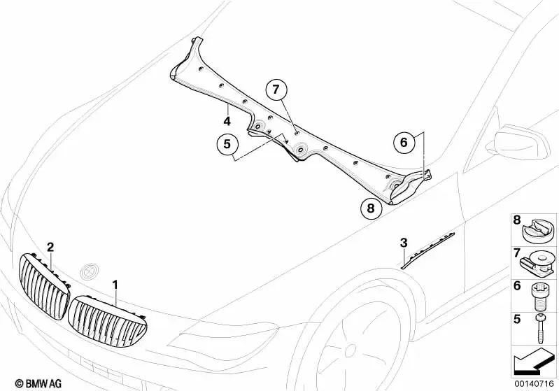BMW 6 Serisi E63 E64 Ön Çamurluk Çıtası Sol 51137009247