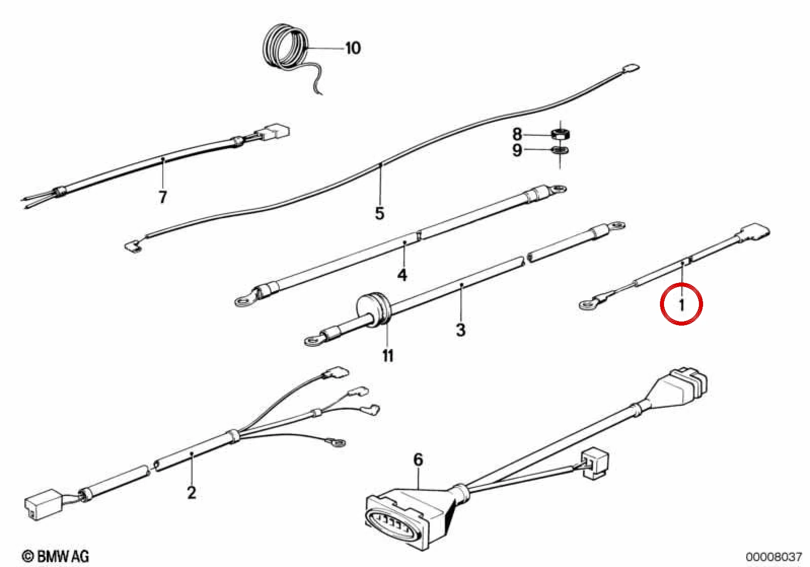 BMW E21 E24 E28 E30… Akü Şarj Kablosu 61121243224