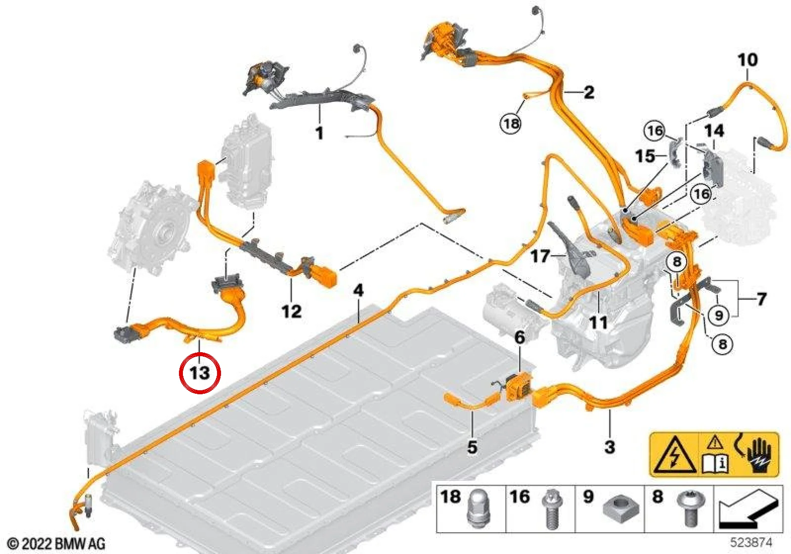 BMW i Serisi I01 EME Elektrik Motoru Yüksek Voltaj Kablosu 61129398771