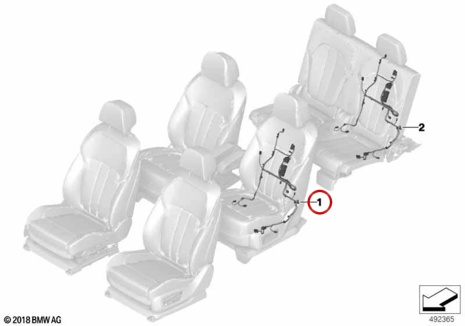 BMW G05 G07 Arka Sağ Koltuk Kablo Demeti 61129857142