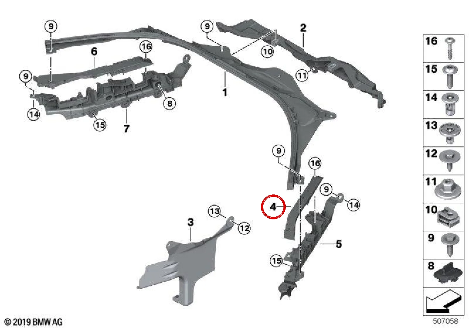 BMW G20 G21 G22 G23… Sol Ön Bölme Üst Tutucusu 61136991225