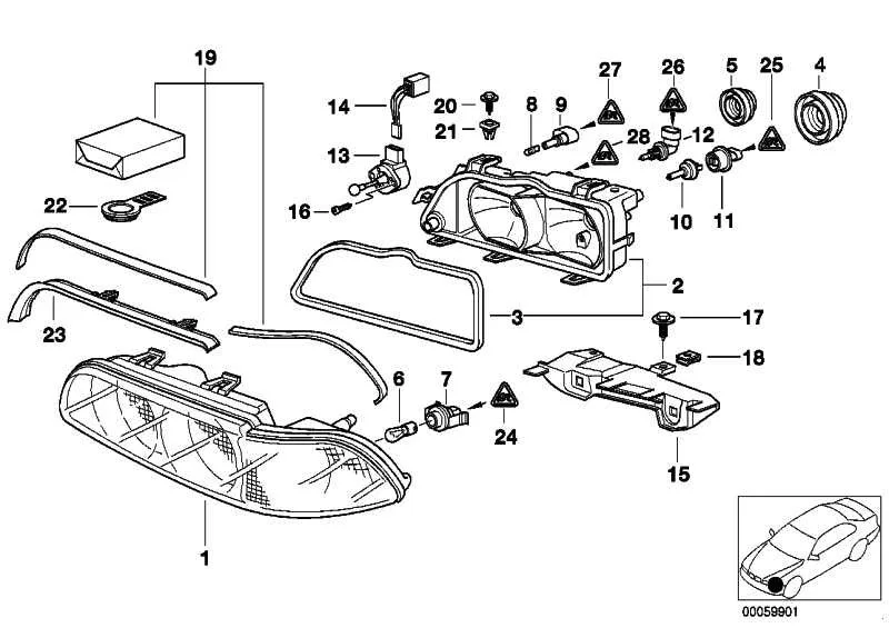 BMW E39 E46 E53 E85… Far Seviye Ayarı Kablo Seti 61138373573