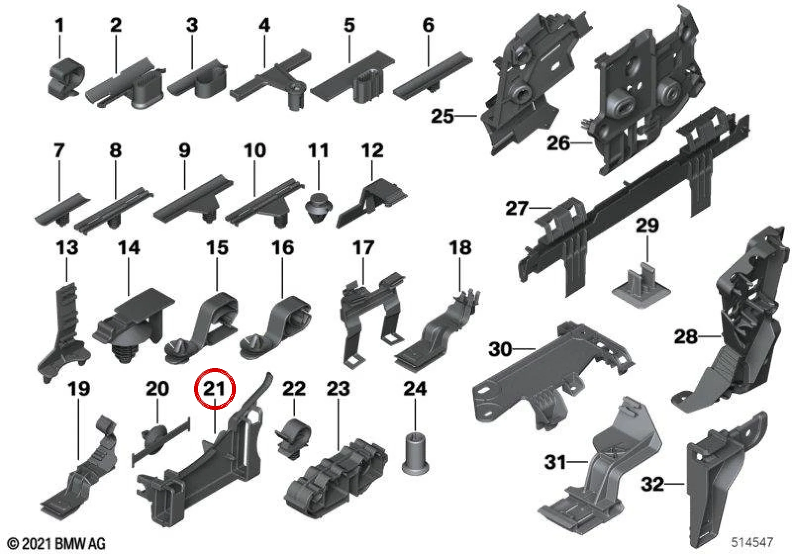 BMW G01 G02 G05 G11… Kablo Tutucu Braketi 61139325427