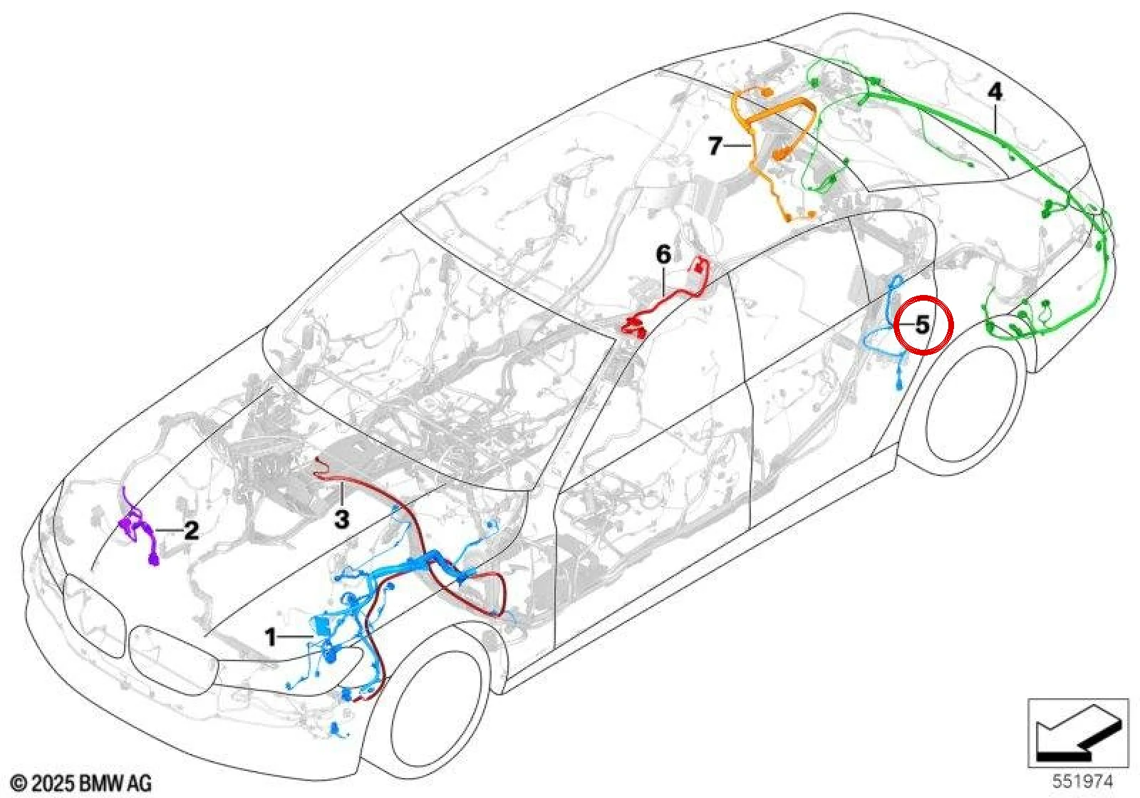 BMW 7 Serisi G11 G12 Elektrikli Park Freni Kablosu 61139890987
