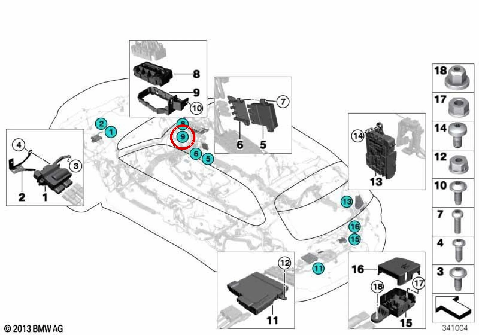 BMW F15 F16 F85 F86 Elektrik Dağıtım Tutma Braketi 61149265835