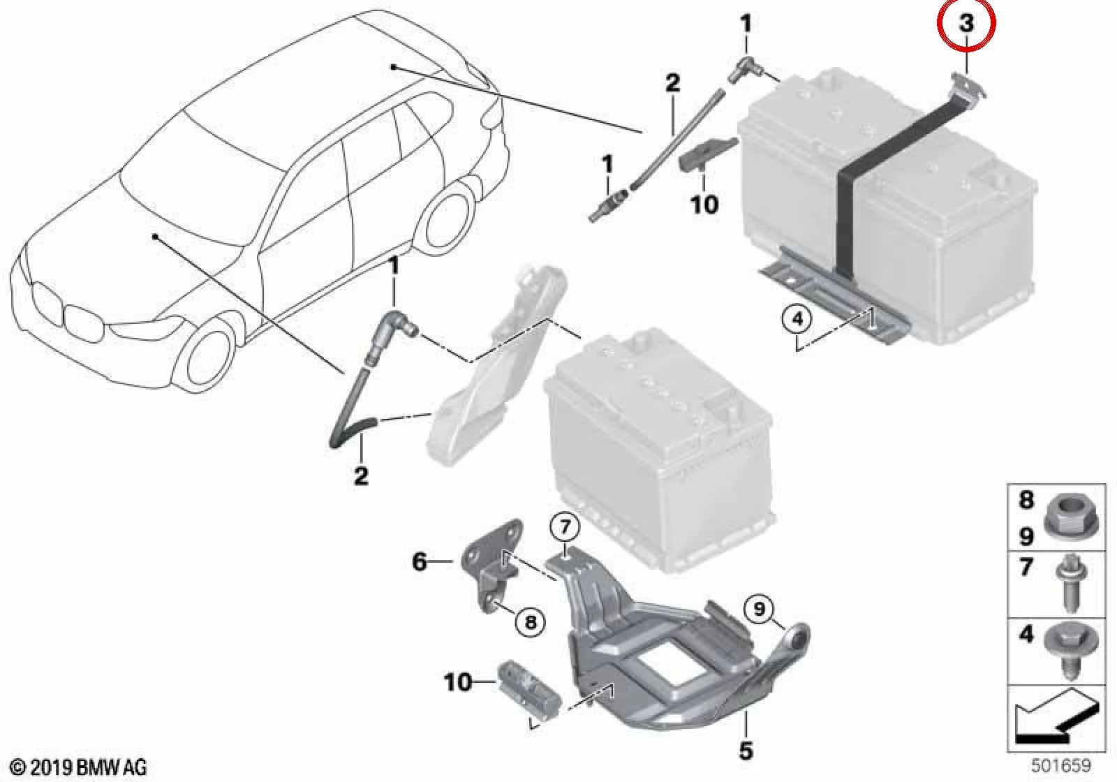 BMW G05 G06 Akü Bağlama Kayışı 61216819636