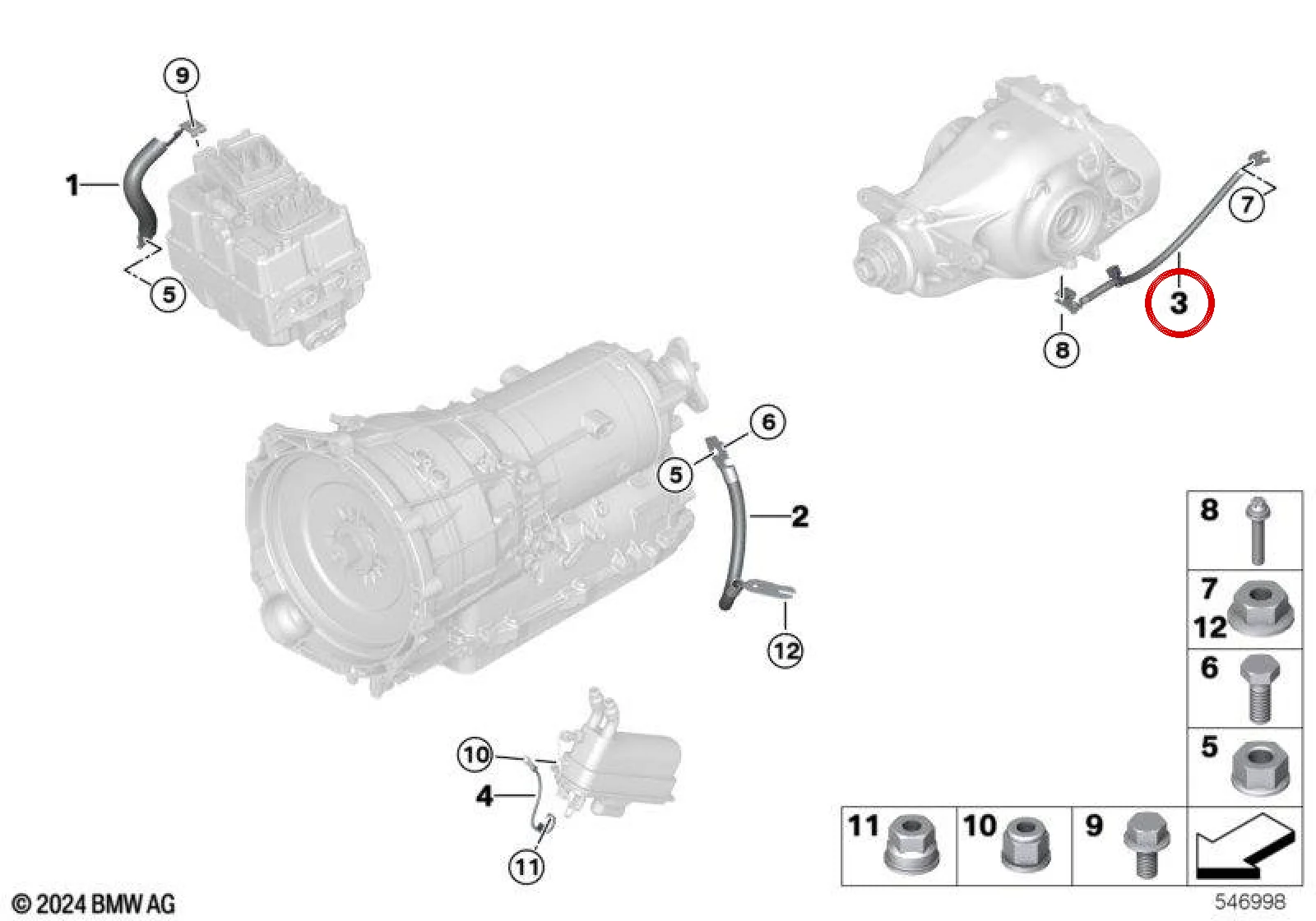 BMW 3 Serisi G20 G21 Arka Diferansiyel Şase Bandı 61298742026