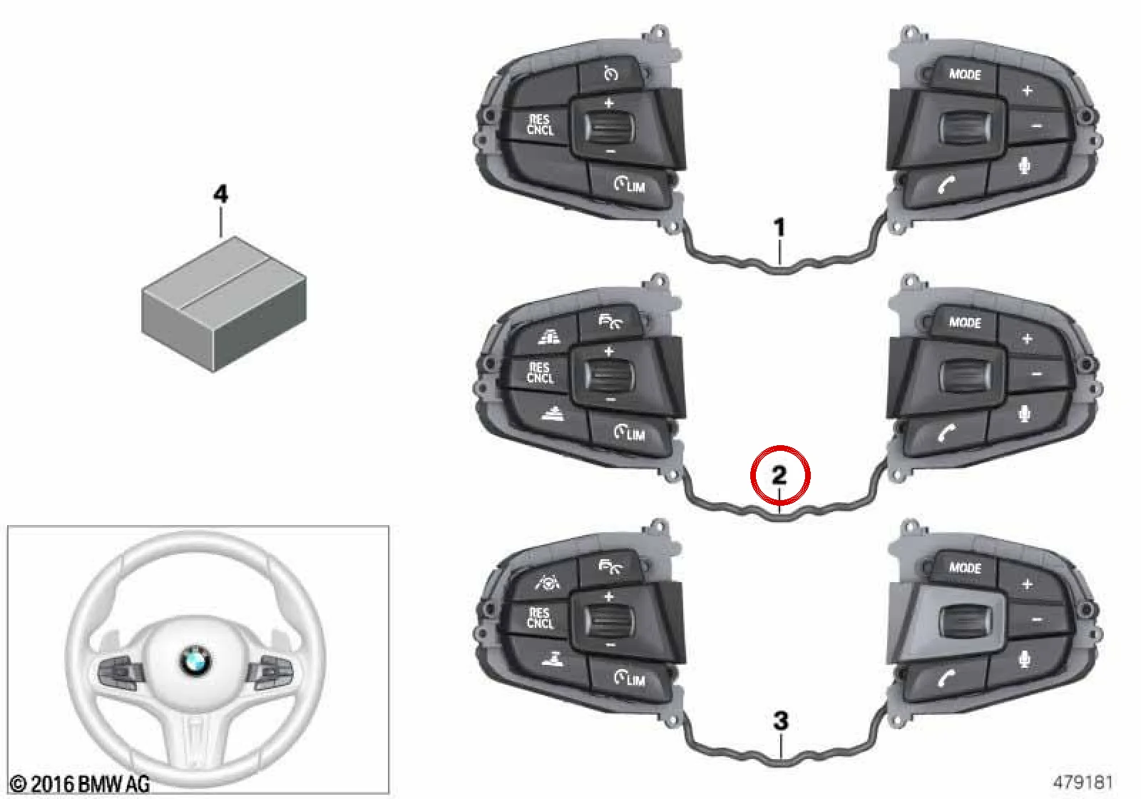 BMW F90 F97 F98 G01… Çok Fonksiyonlu Direksiyon Düğmesi 61317854188