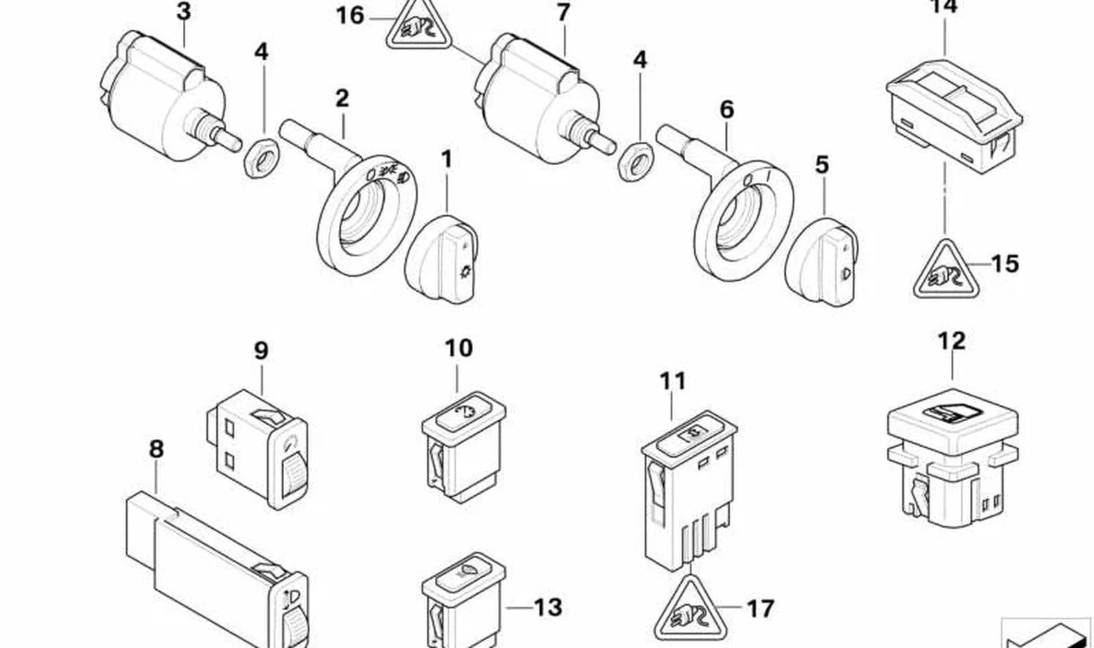 BMW E39 E46 Arka Cam Güneşlik Perdesi Şalteri 61318360893