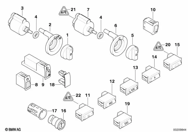BMW E38 E39 E46 ASC Patinaj Kontrol Şalteri 61318363694