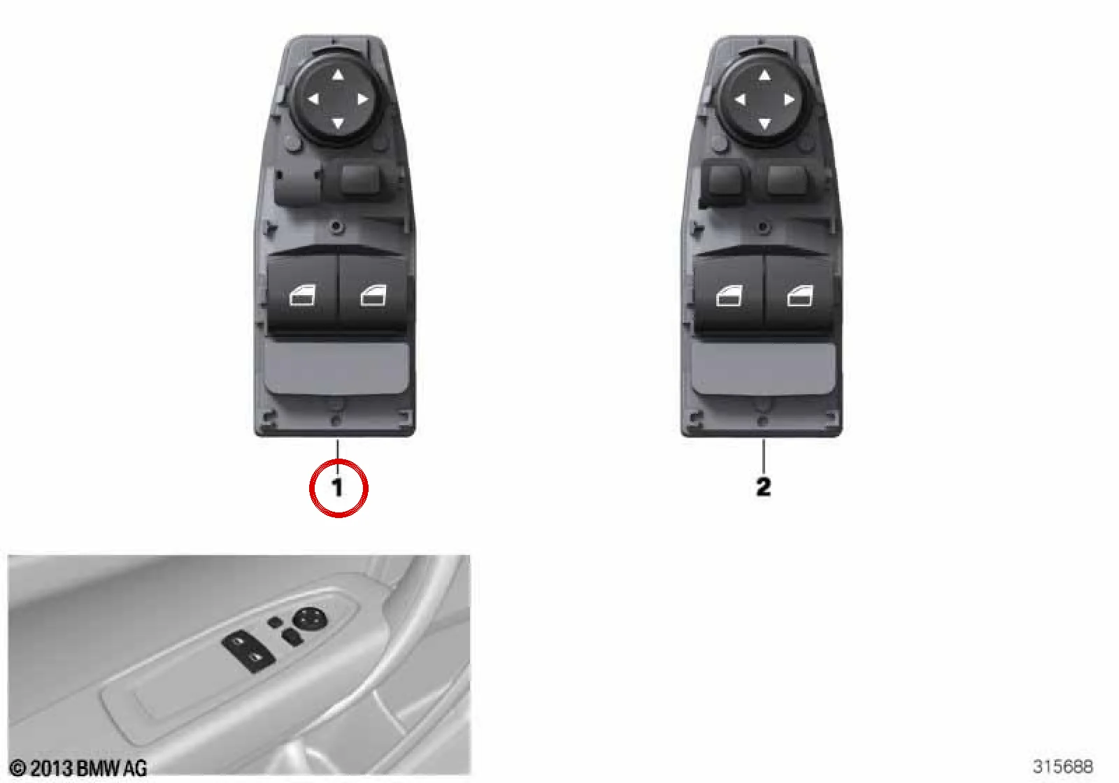 BMW F20 F21 F22 F32… Sürücü Tarafı Cam Kaldırma Düğme Modülü 61319226265