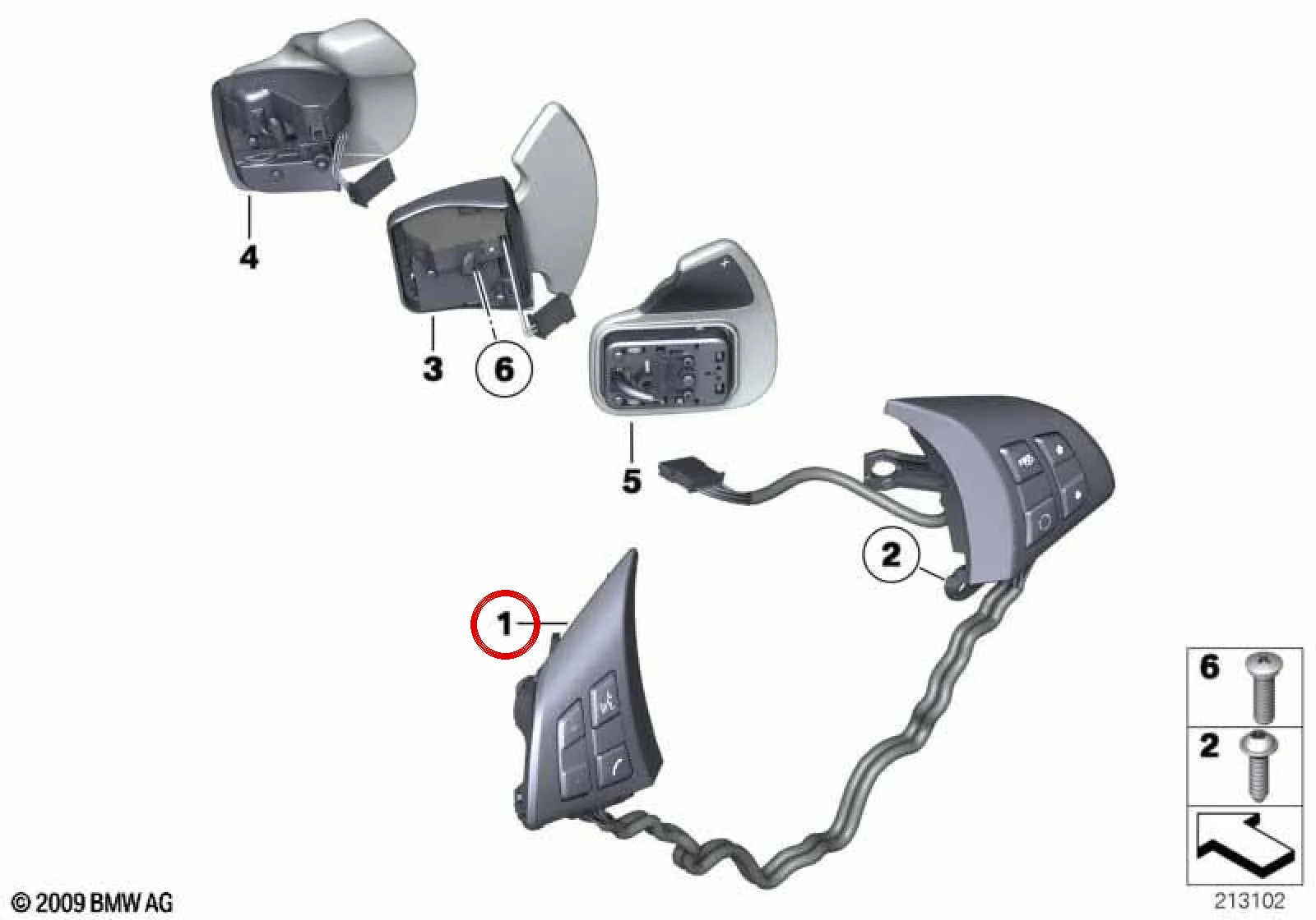 BMW E70 E71 E72 Çok Fonksiyonlu Direksiyon Düğme Modülü 61319239899