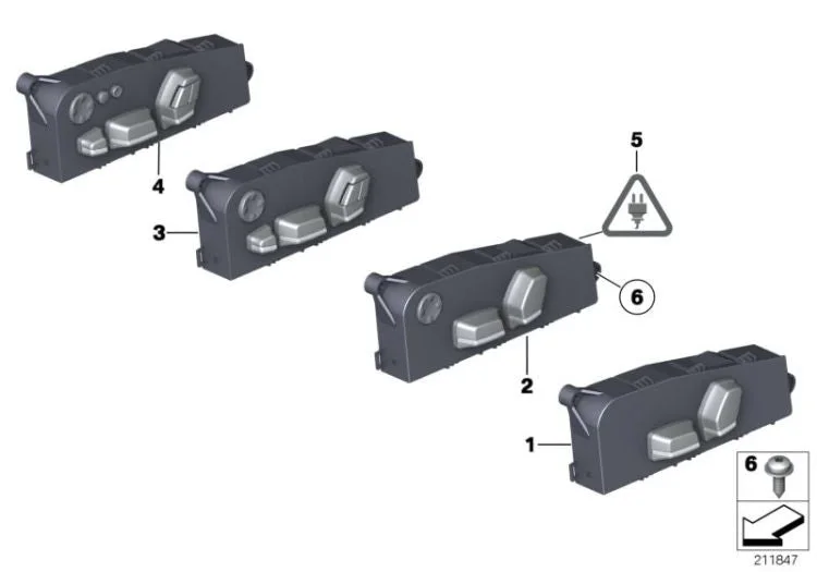 BMW F01 F02 F04 F07… Ön Koltuk Ayar Kumanda Düğmesi 61319275082