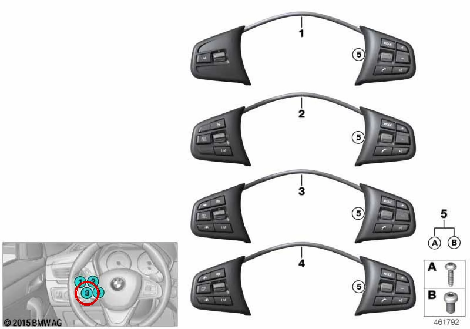 BMW F39 F45 F46 F48 Spor Direksiyon Çok Fonksiyon Şalteri 61319326475