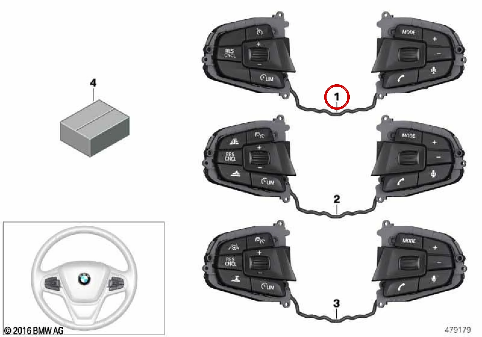 BMW 5 Serisi G30 G31 Çok Fonksiyonlu Direksiyon Tuş Modülü 61319327073
