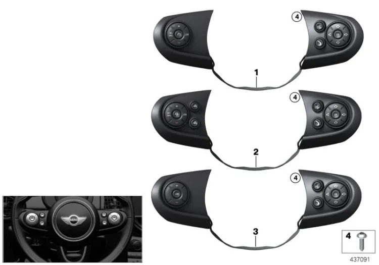 BMW MINI F55 F56 Siyah Spor Direksiyon Multifonksiyon Şalteri 61319360507
