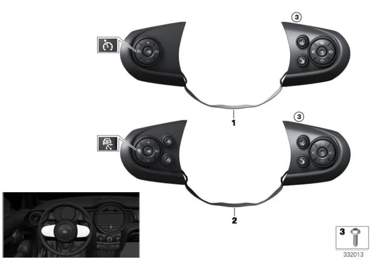 BMW MINI F55 F56 Spor Direksiyon Çok Fonksiyon Düğme Takımı 61319361954