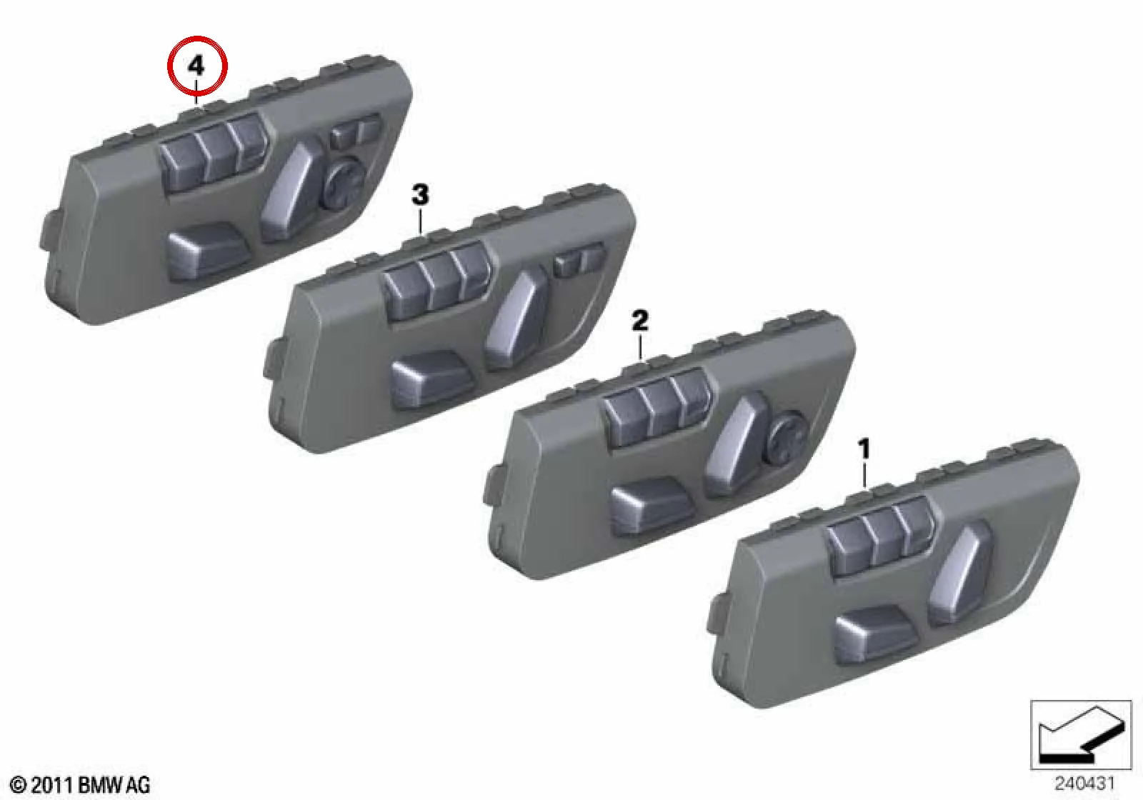 BMW F20 F21 F22 F23… Elektrikli Koltuk Hafıza Ayar Düğmesi 61319382456