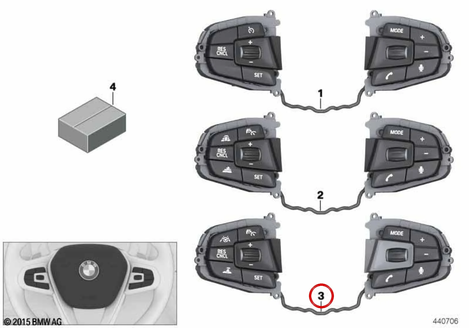BMW 7 Serisi G11 G12 Direksiyon Tuş Takımı Modülü 61319388739
