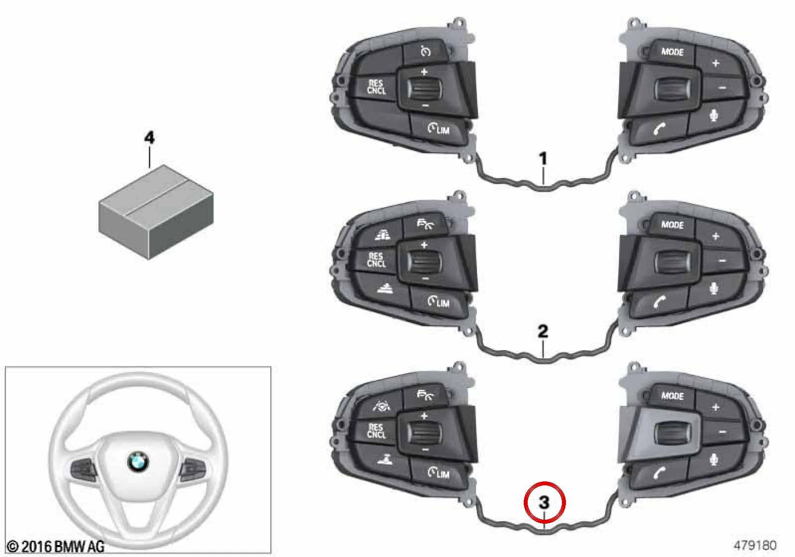 BMW G11 G12 G30 G31 Direksiyon Çok Fonksiyon Kumandası 61319388746