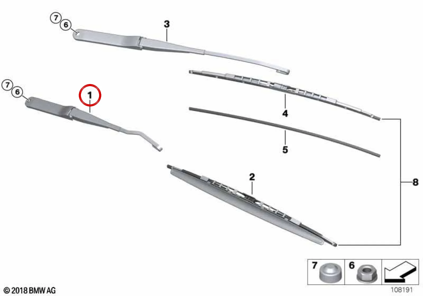 BMW Z4 E85 E86 Sürücü Tarafı Silecek Kolu 61617198673