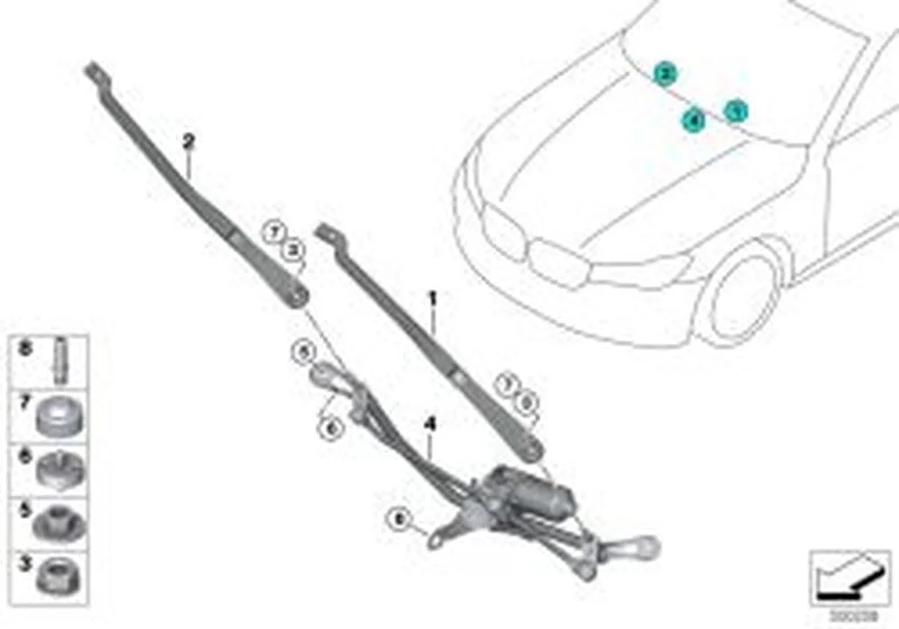 BMW 5 Serisi F90 G30 G31 Yolcu Tarafı Silecek Kolu 61617474830
