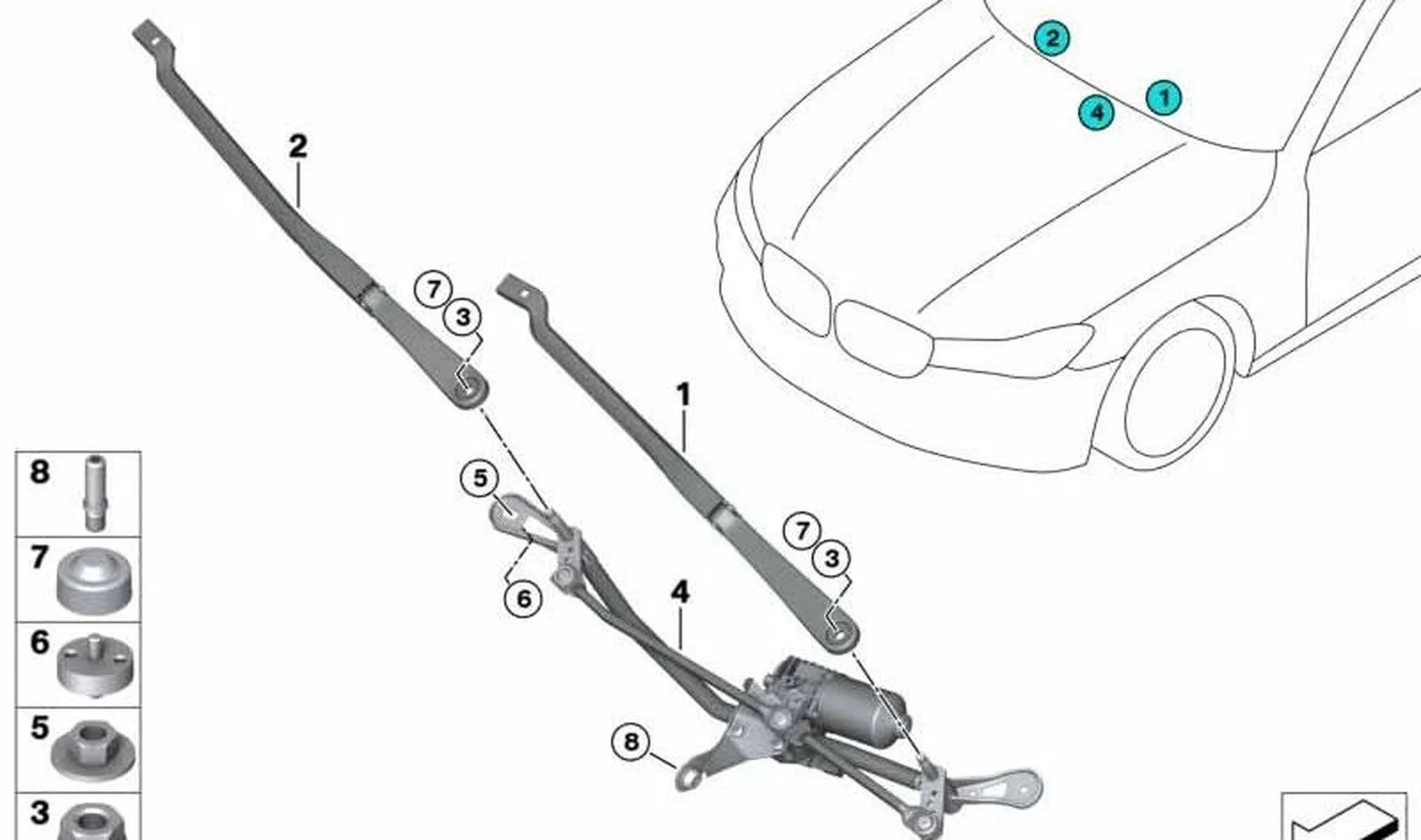 BMW 5 Serisi F90 G30 G31 Yolcu Tarafı Silecek Kolu 61617474830