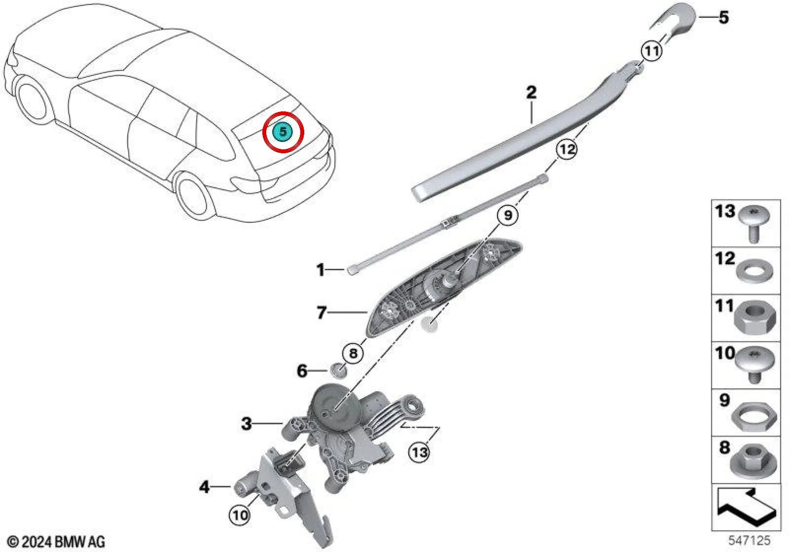 BMW G21 G31 Silecek Kolu Kapak Trimi 61627403859